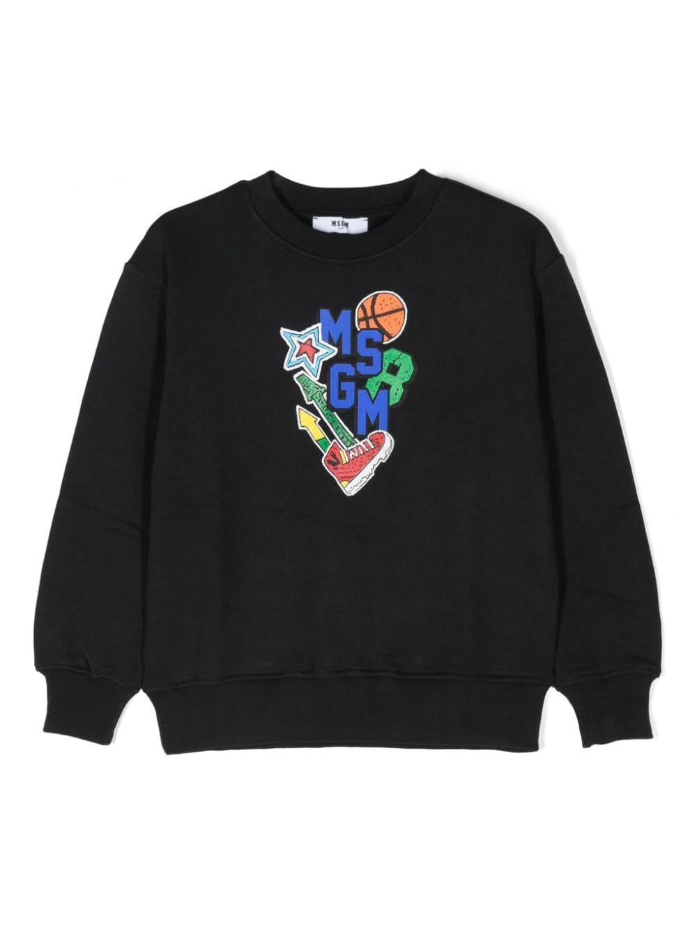 Felpa nera per bambino con logo