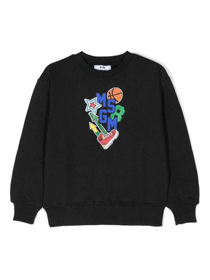 Felpa nera per bambino con logo