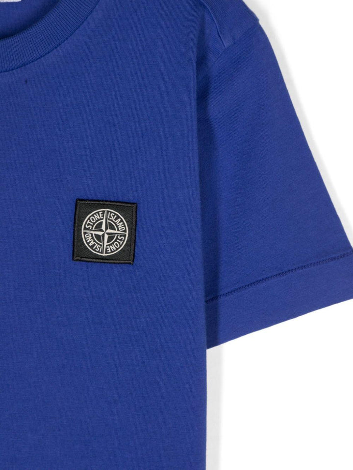 T-shirt per bambino in cotone bluette 811620147 V0022 Stone Island Kids 