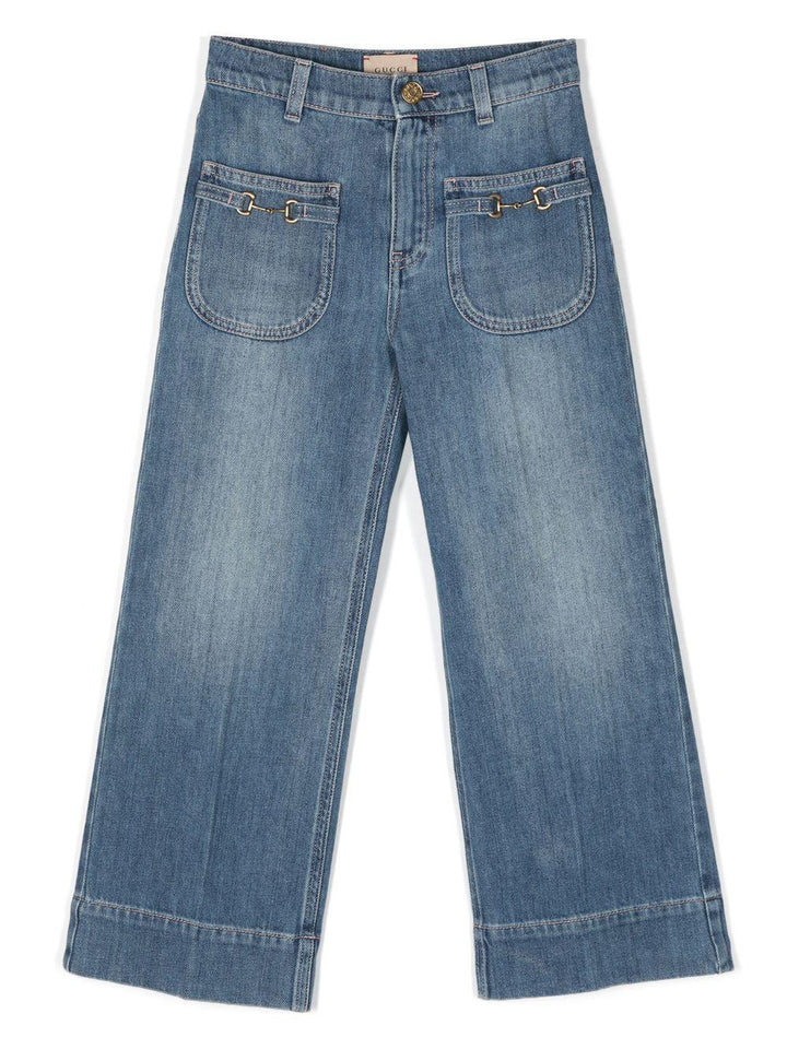 Jeans blu per bambina con logo