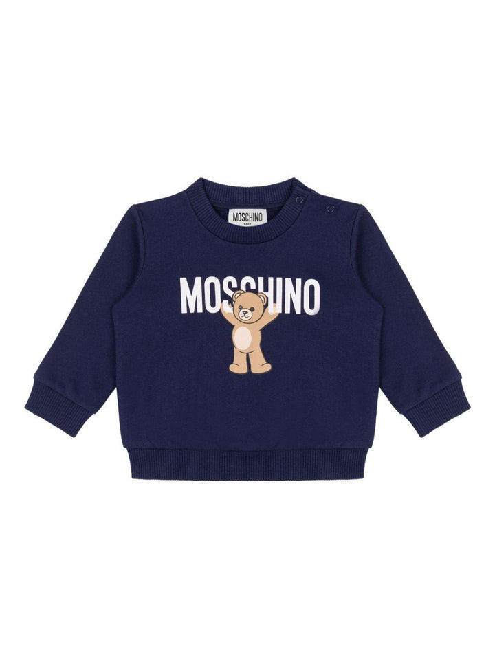 Felpa blu navy per neonato MNF060LCA40 40016 Moschino Kids 