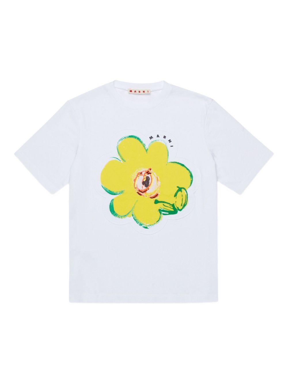 T-shirt bianco per bambina M01672M00HZ 0M100 Marni Kids 