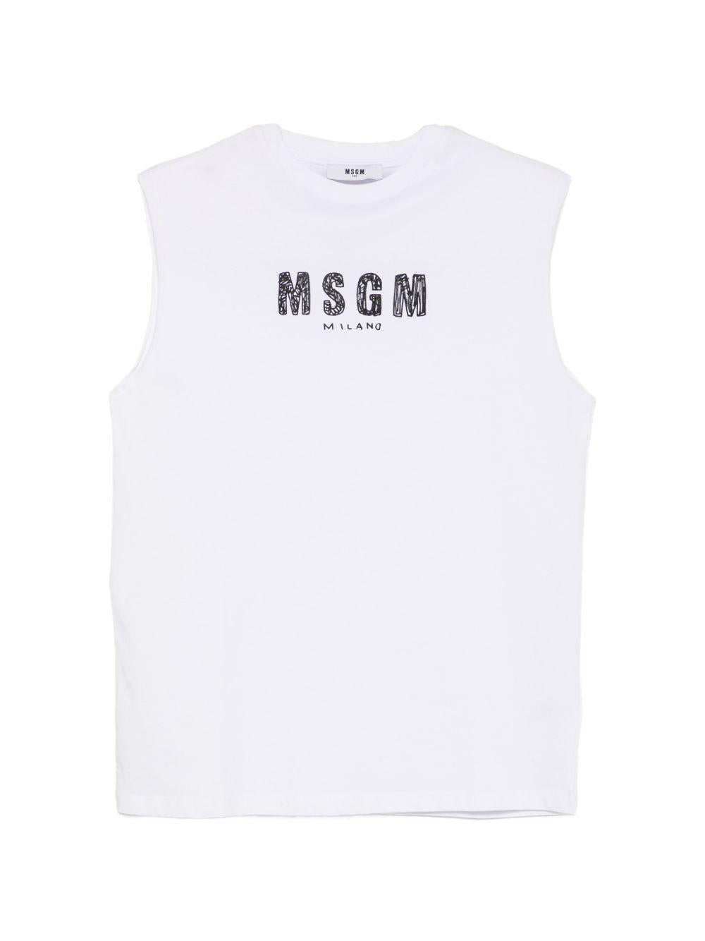 T-shirt bianca per bambino S6MSJUTH069 001 Msgm Kids 