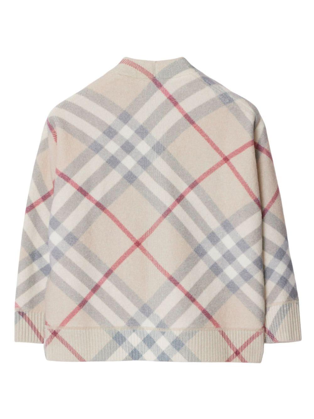 Cardigan per bambina in lana beige chiaro 8093145 A2205 Burberry Kids 