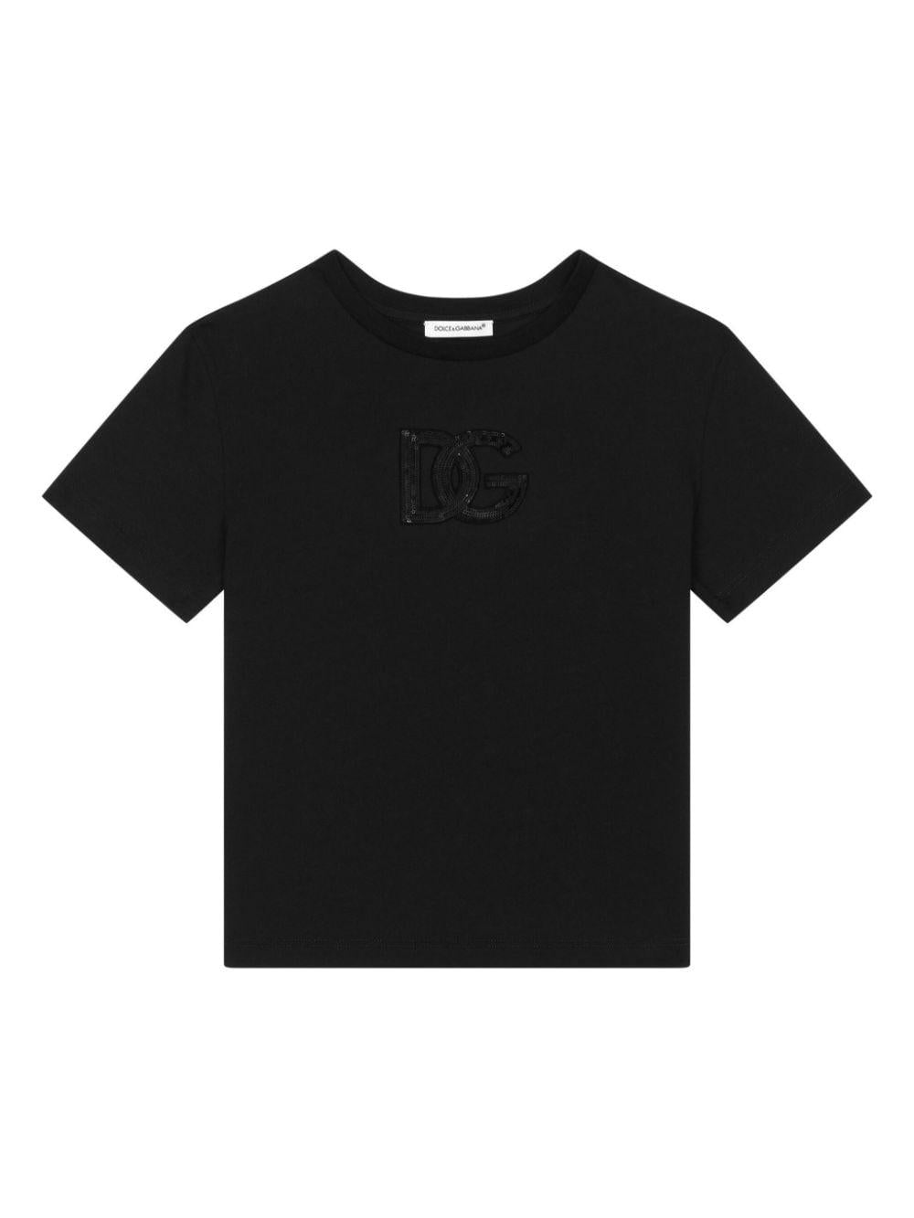 T-shirt nera per bambino con logo L5JTNKG7N0Y N0000 Dolce & Gabbana Kids 
