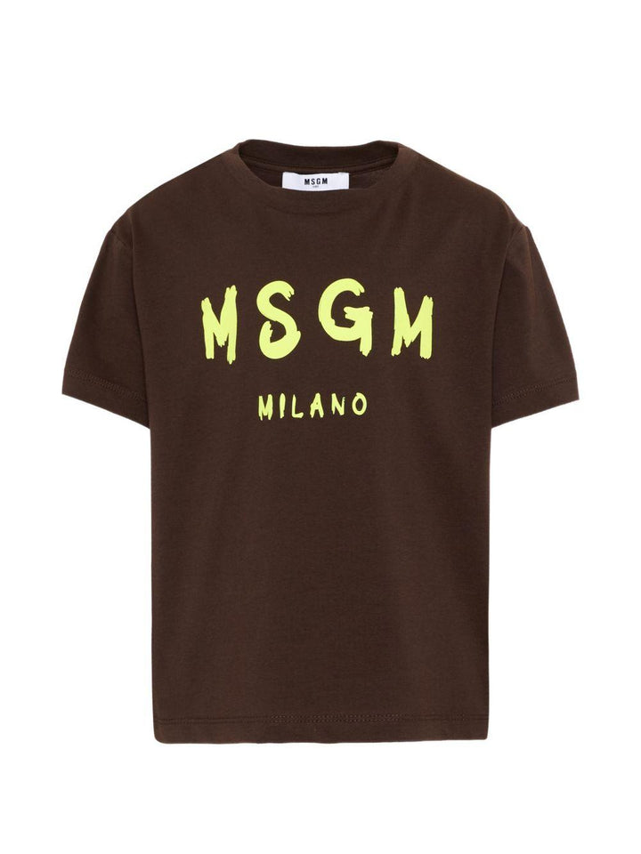 T-shirt marrone per bambino S6MSJUTH001 943 Msgm Kids 