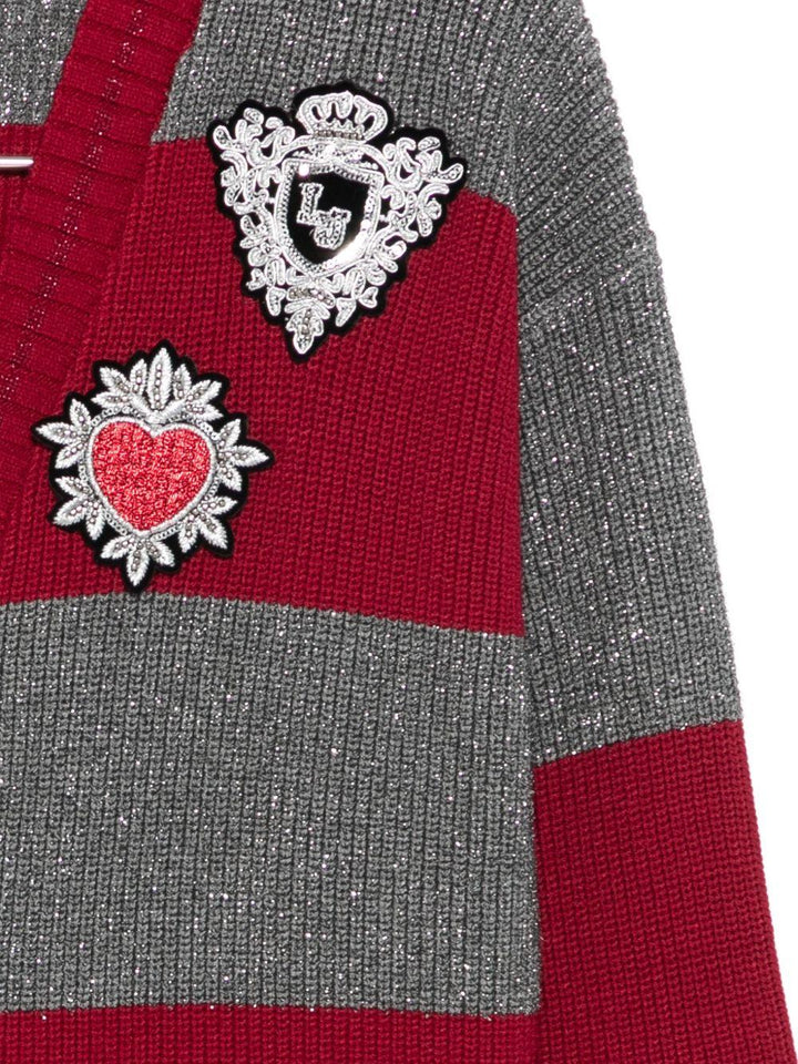 Cardigan rosso/grigio per bambina GF5059MS18F C3801 Liu Jo 