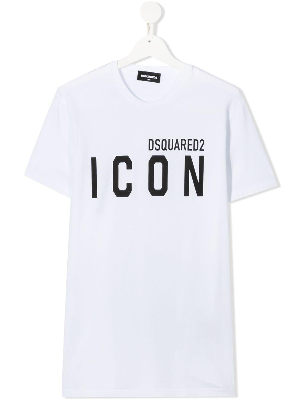 White t-shirt for boys with ICON logo