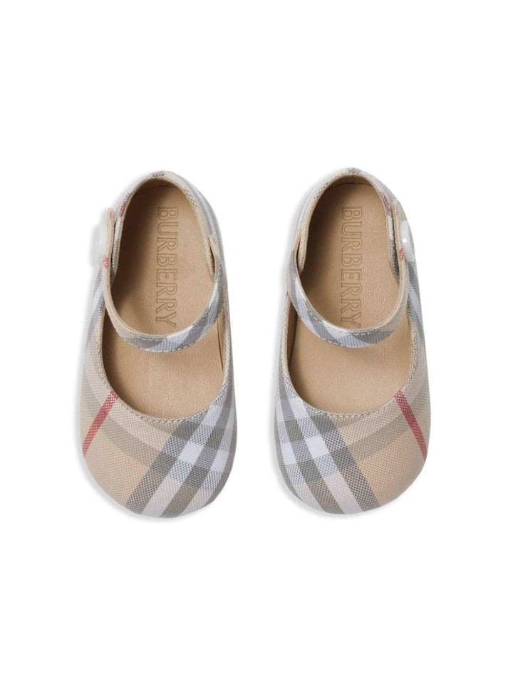 Ballerina 'Mary Jane' per neonata in cotone beige 8090482 A2205 Burberry Kids 