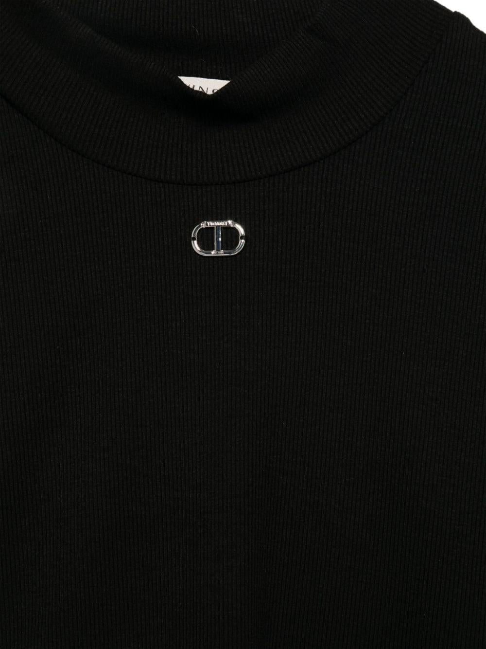 Maglia nera per bambina con logo