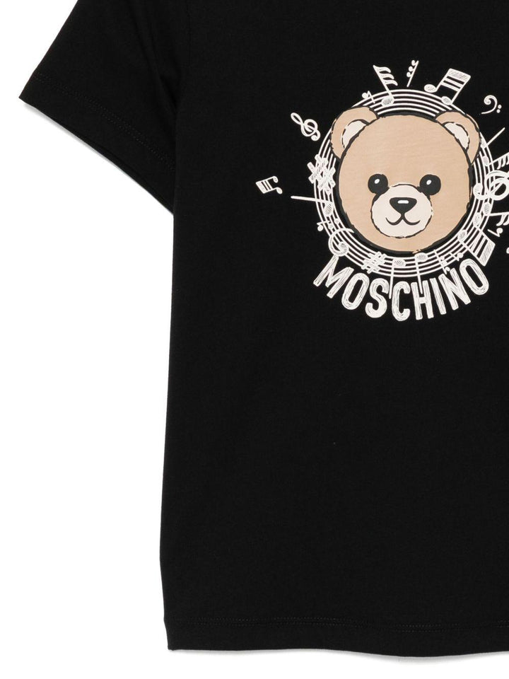 T-shirt nera per bambino HOM058LAA10 60100 Moschino Kids 