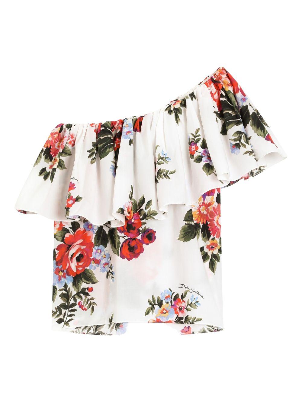 Top bianco/floreale per bambina L51N73HS5UU HA5ZO Dolce & Gabbana Kids 