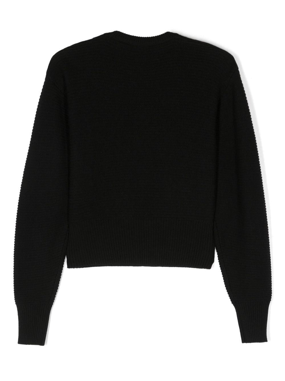 Maglione nero per bambina con bottoni oro