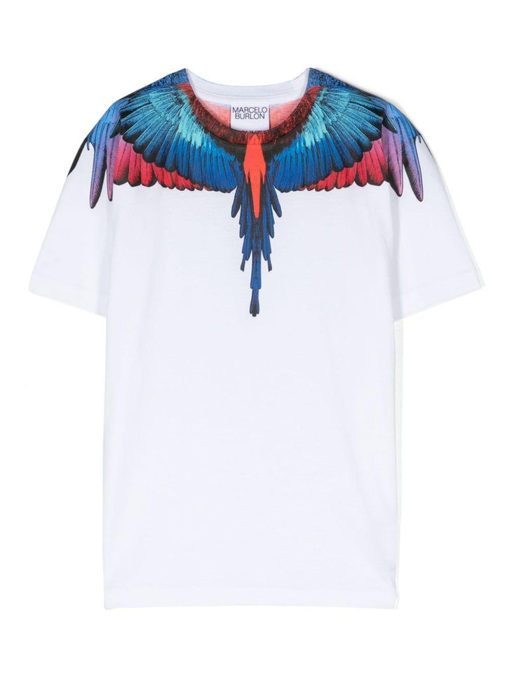 T-shirt bianca per bambino con stampa CBAA001S24JER001 0145 Marcelo Burlon Kids 