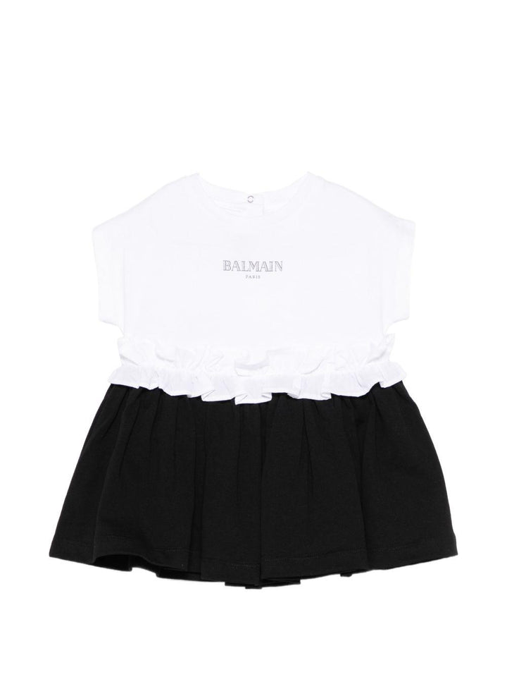 Abito bianco/nero per neonata BY1092Z3672 930BC Balmain Kids 