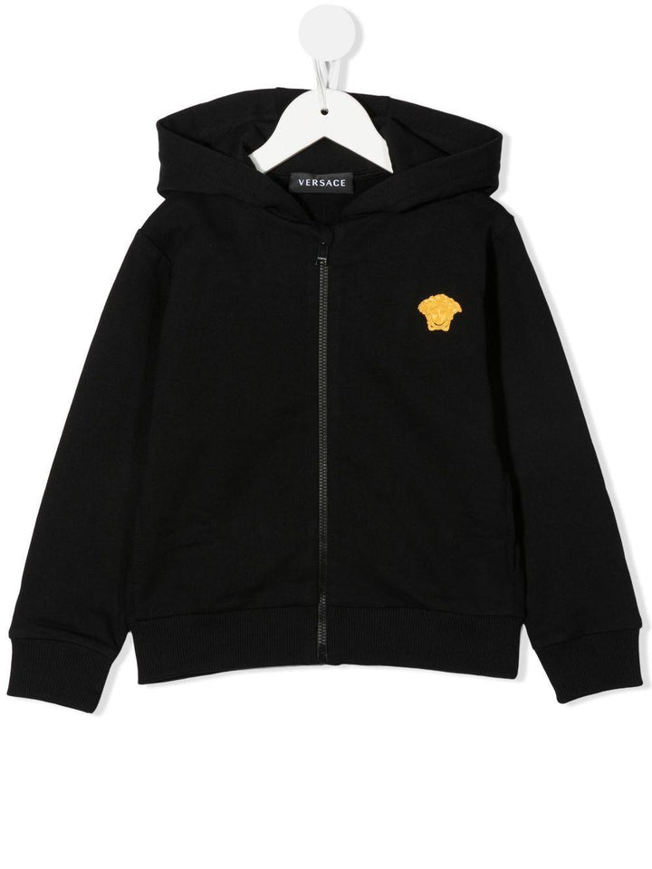 Felpa unisex in cotone nera con logo 10003421A04764 2B130 Versace Kids 