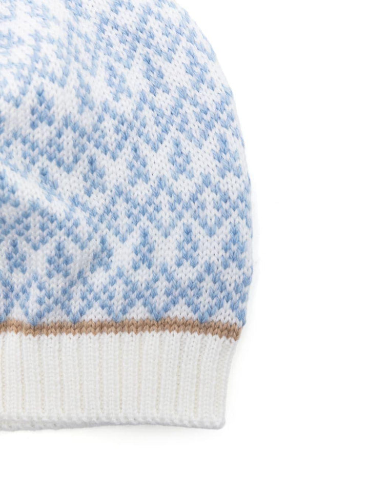 Blue/white/beige hat for newborn