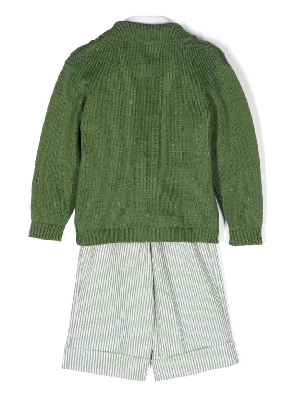 Completo elegante bianco e verde per neonato