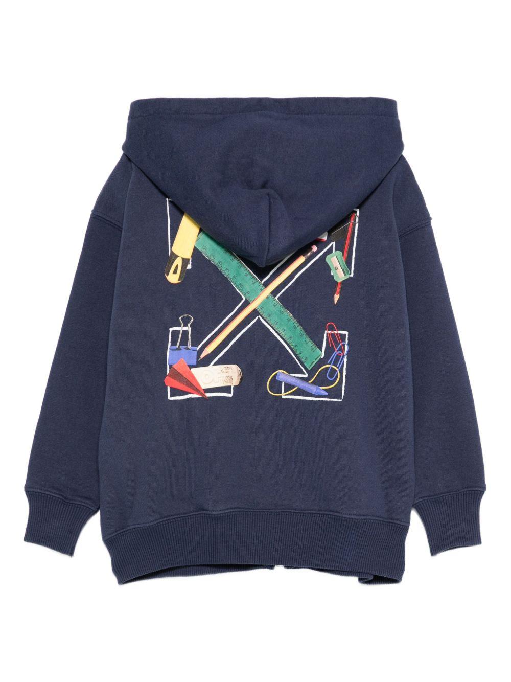 Felpa blu navy per bambino OBBE001F25FLE004 4684 Off White Kids 
