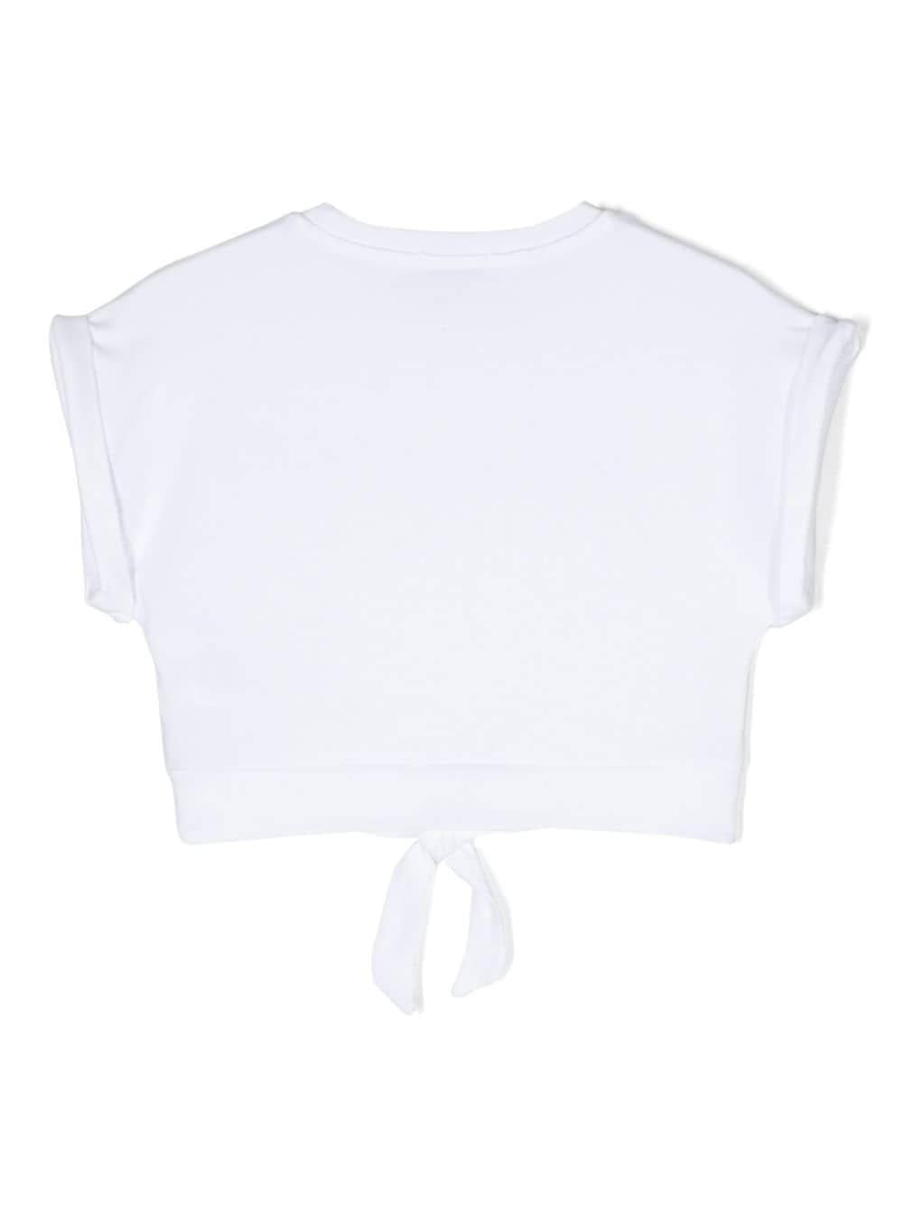 White t-shirt for girls with gold logo