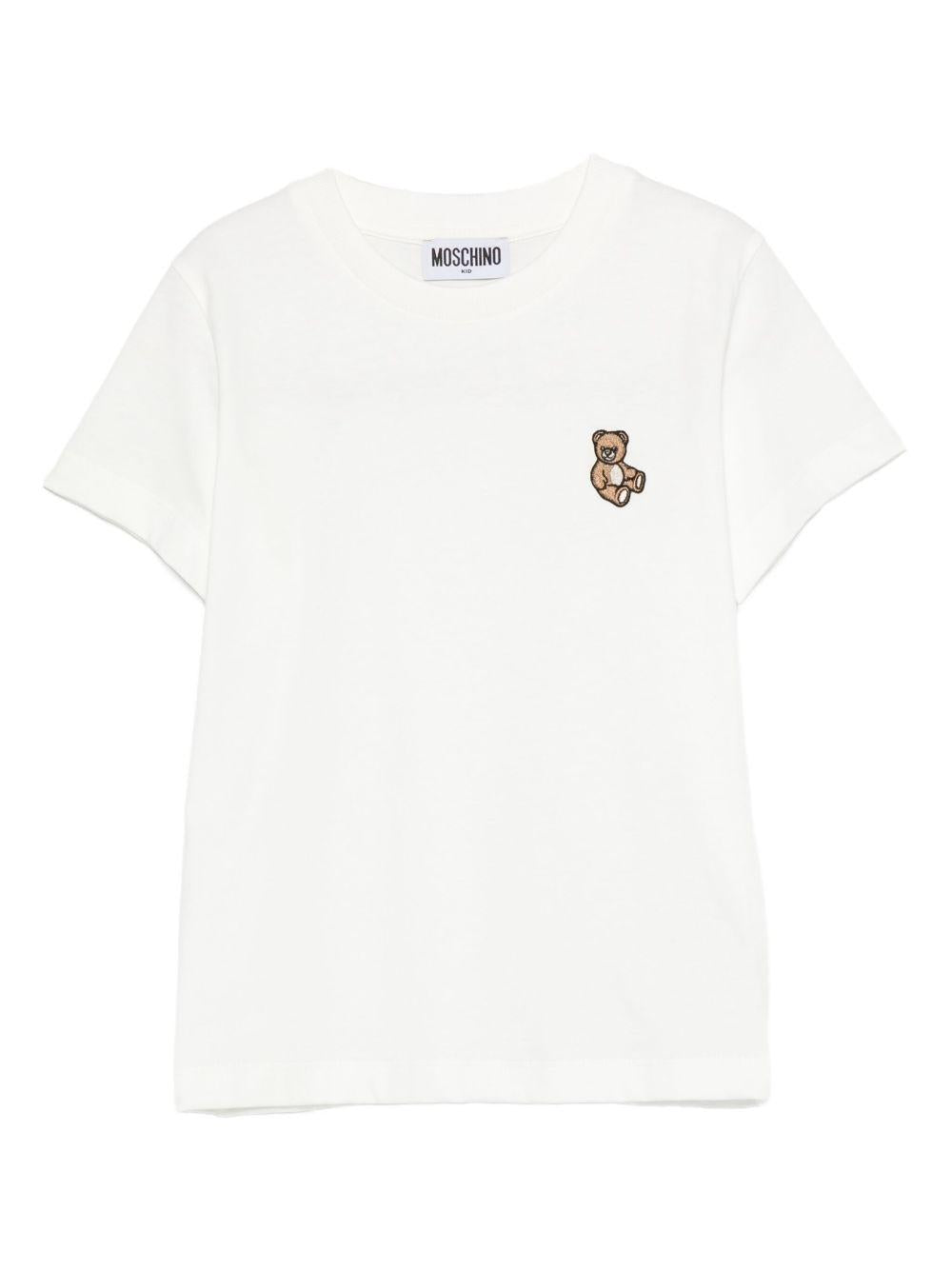 T-shirt bianco per bambino HRM058LAA10 10063 Moschino Kids 