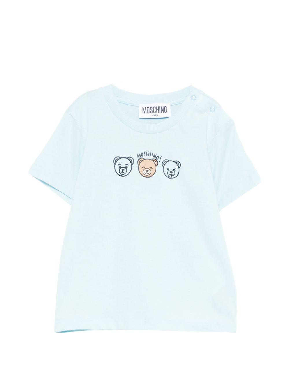 T-shirt celeste per neonato MUM04OLAA24 40304 Moschino Kids 