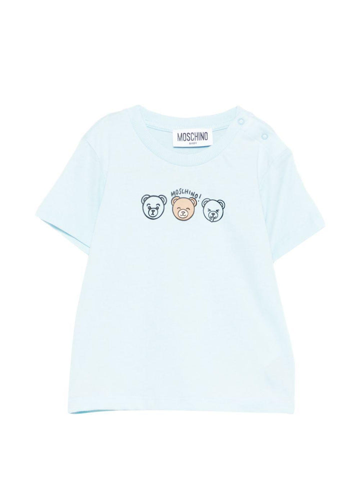 T-shirt celeste per neonato MUM04OLAA24 40304 Moschino Kids 