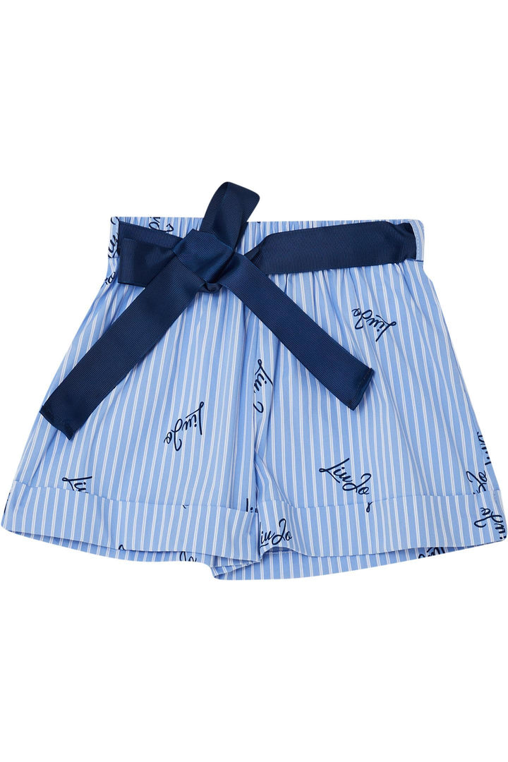 Bermuda azzurra/bianca per bambina