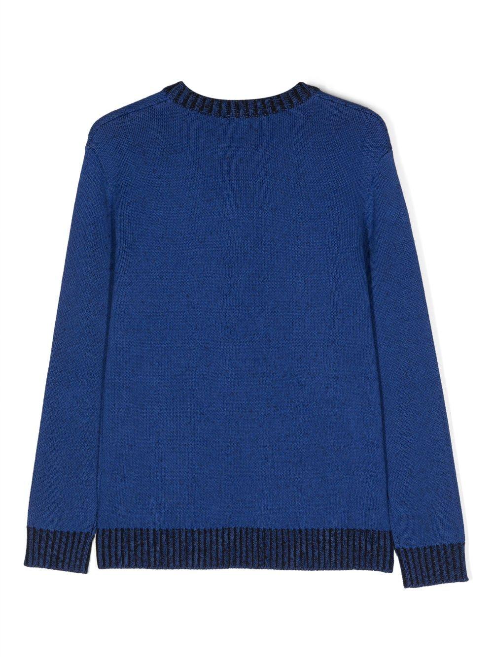 Maglione blu per bambino con logo nero