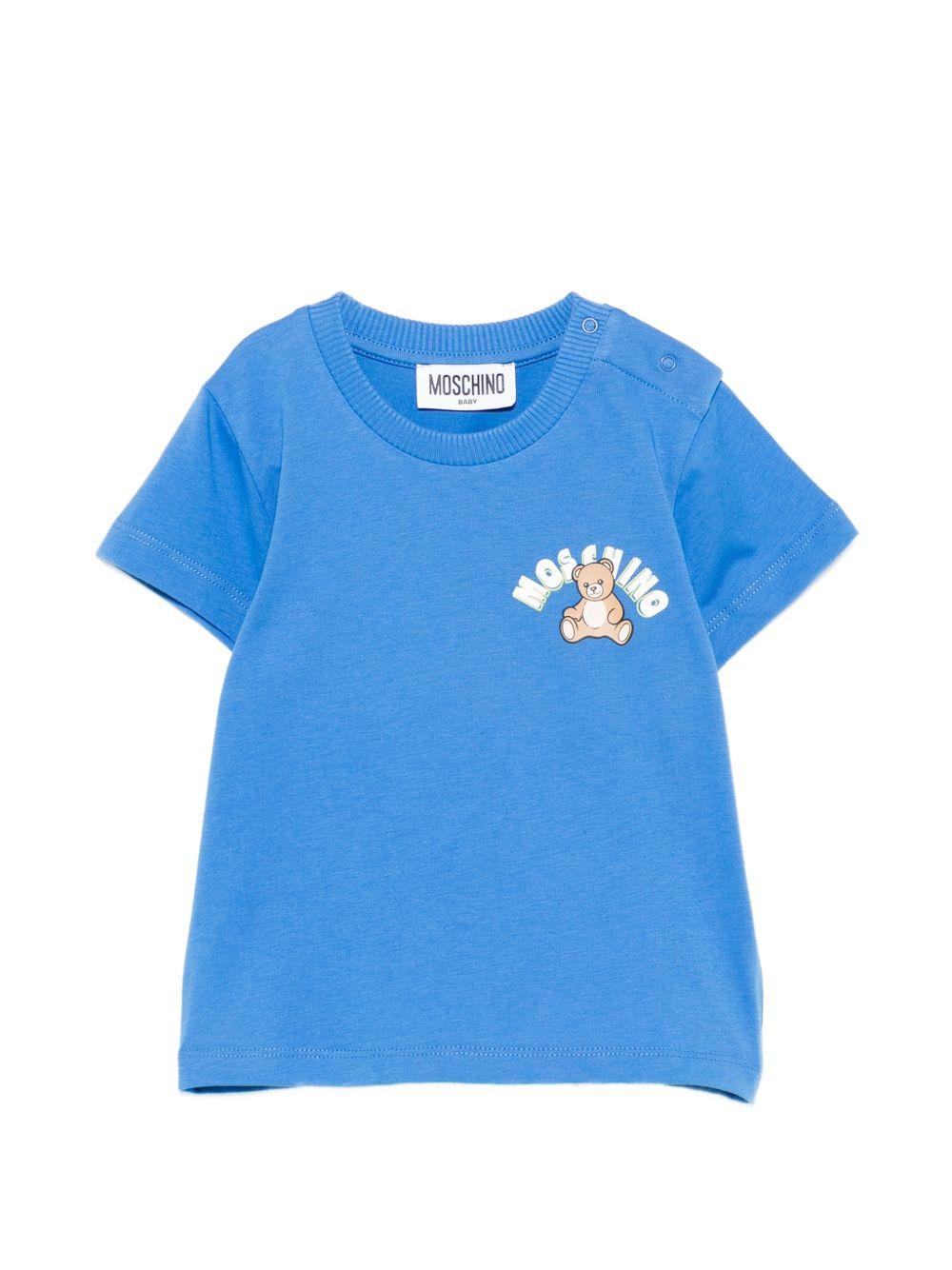 T-shirt blu brillante per neonato MZM047LAA01 40630 Moschino Kids 