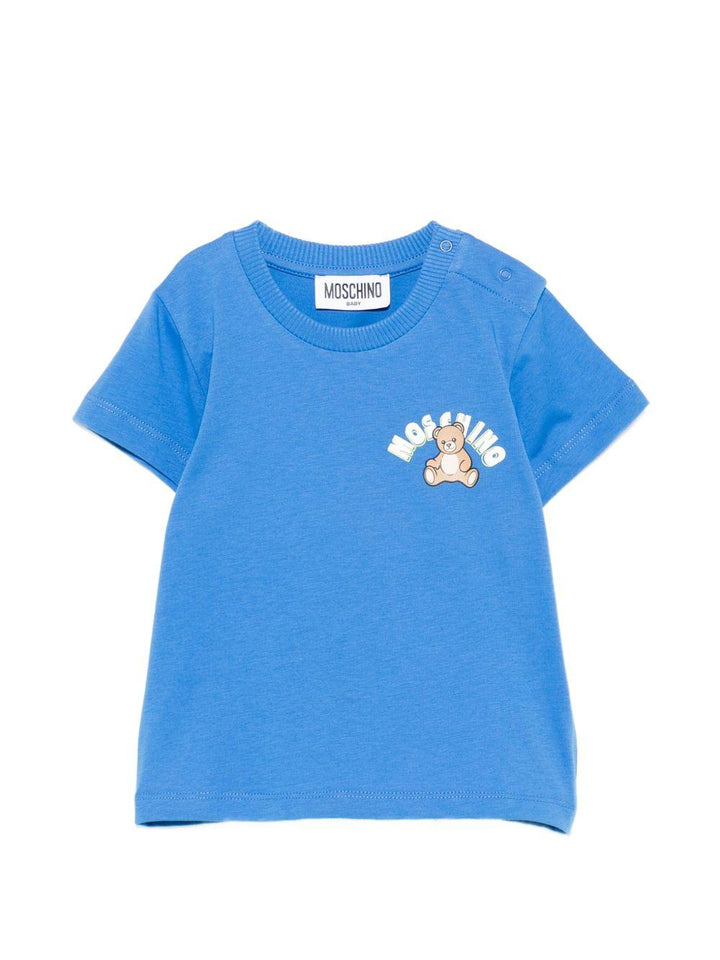 T-shirt blu brillante per neonato MZM047LAA01 40630 Moschino Kids 