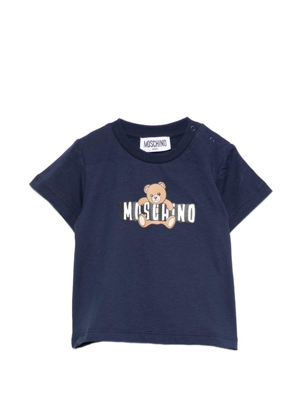 T-shirt blu navy per neonato MUM04PLAA03 40016 Moschino Kids 