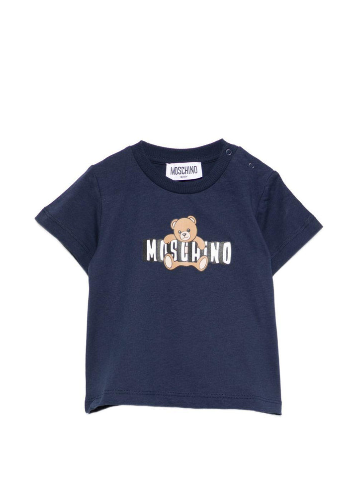 T-shirt blu navy per neonato MUM04PLAA03 40016 Moschino Kids 