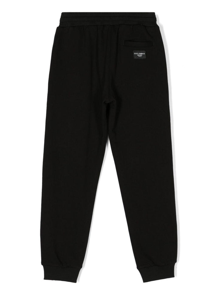 Black cotton jogging pants for children