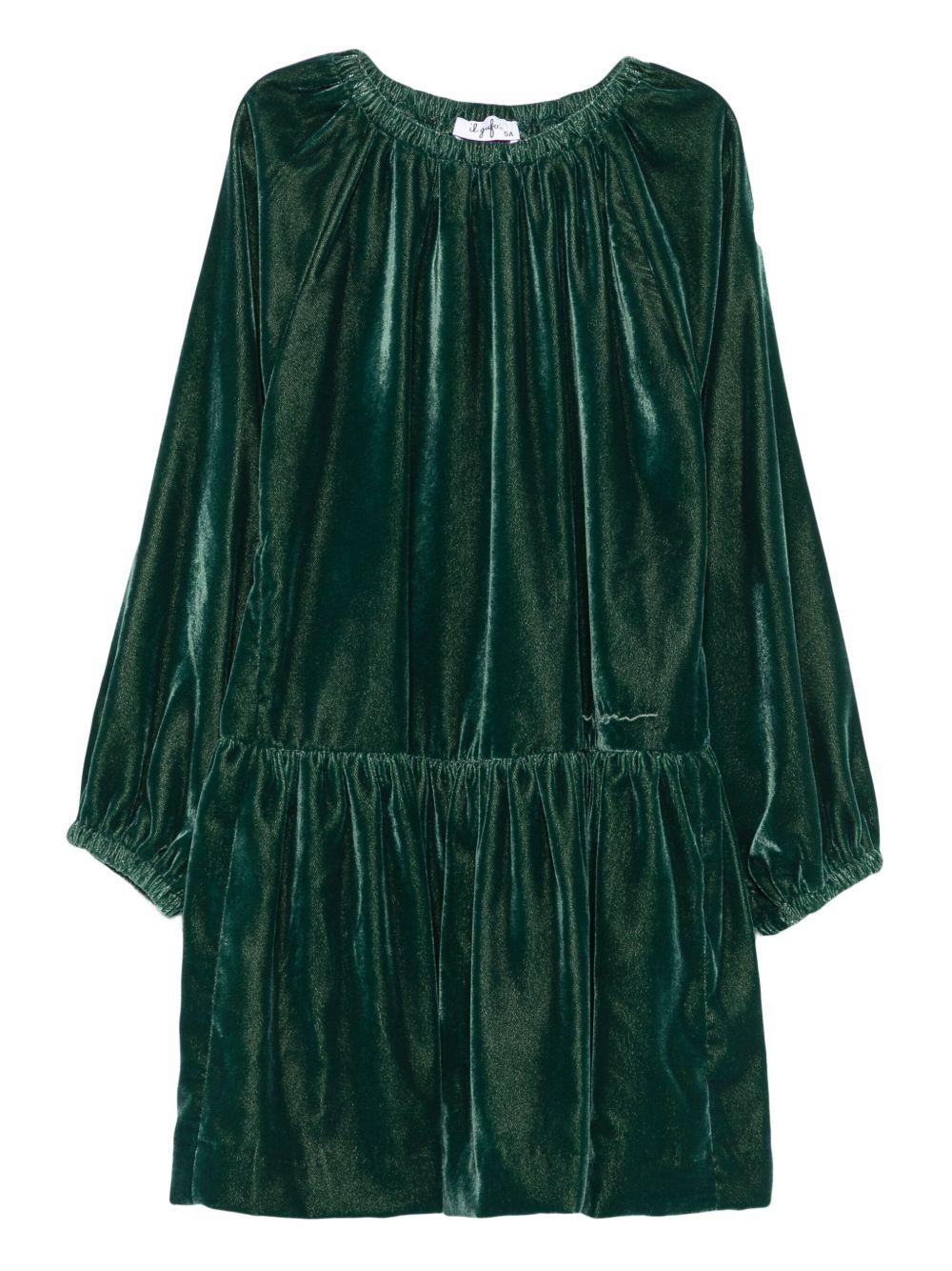 Abito verde per bambina A25GVL0011V0017 577 Il Gufo 