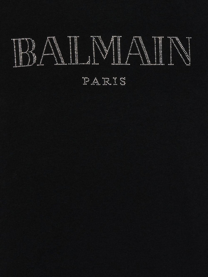 T-shirt nera per bambino BY8A51Z3277 930 Balmain Kids 