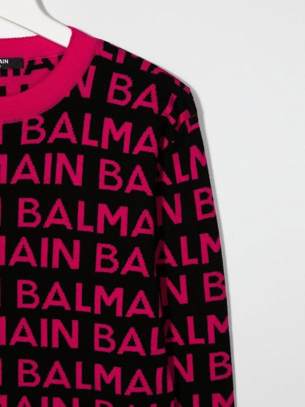 Dress for girls in black and fuchsia cotton