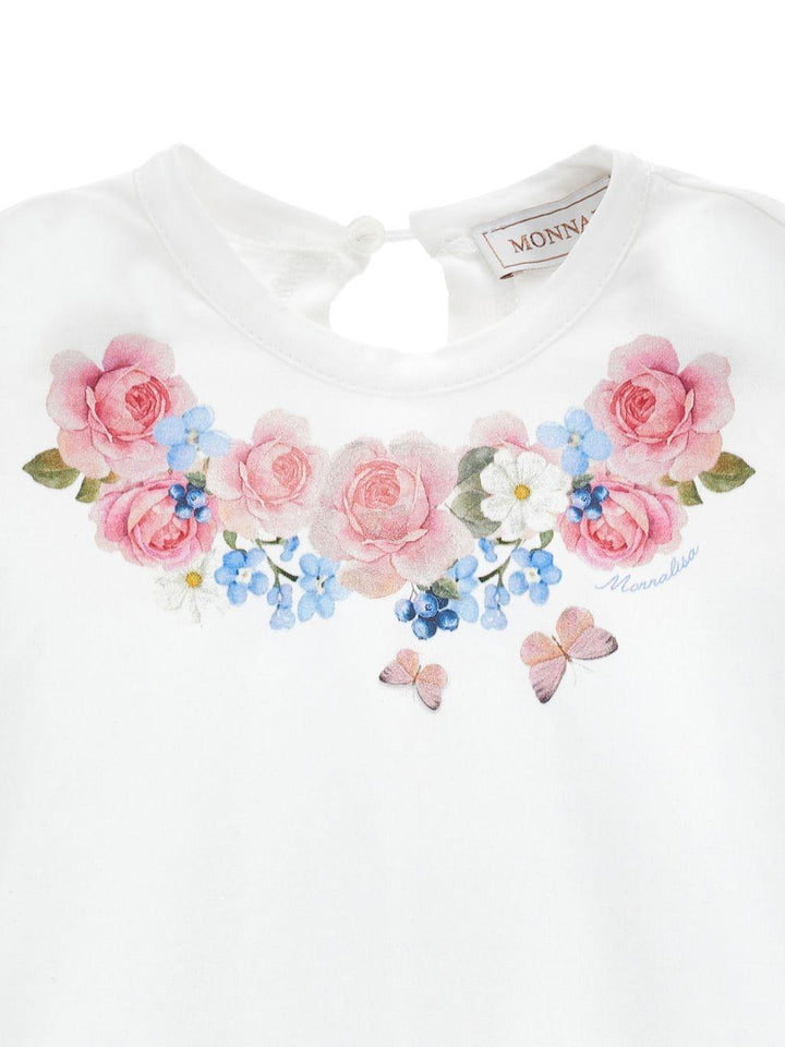 Abito bianco/floreale per neonata 31G9017201 9990 Monnalisa Kids 