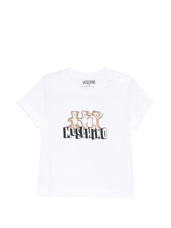 T-shirt bianco per neonato MUM04KLAA17 10101 Moschino Kids 