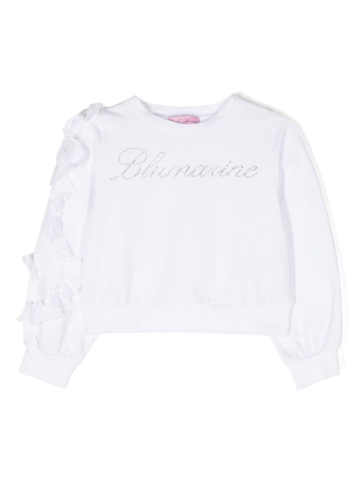 Felpa bianca per bambina con logo