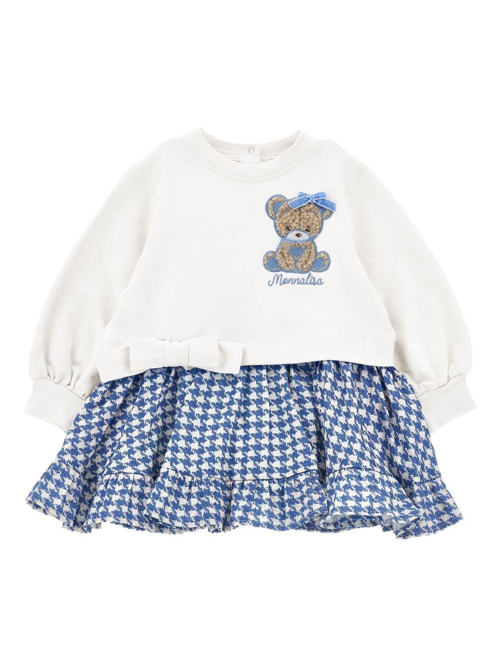 Abito bianco/blu per neonata 39F9046004 0158 Monnalisa Kids 