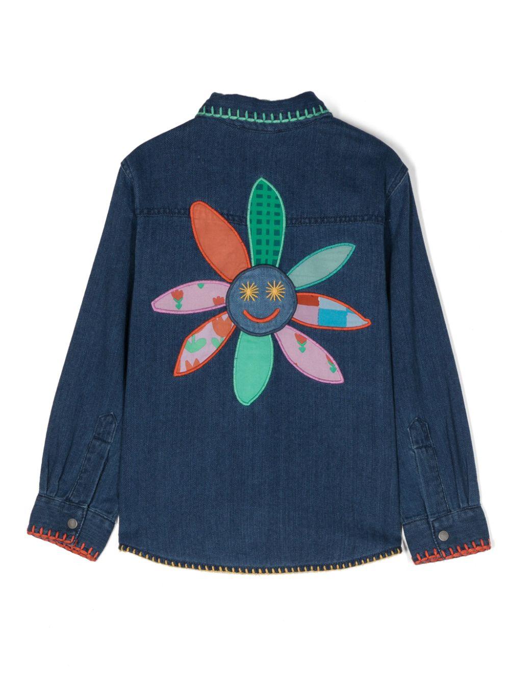 Camicia blu per bambina in denim
