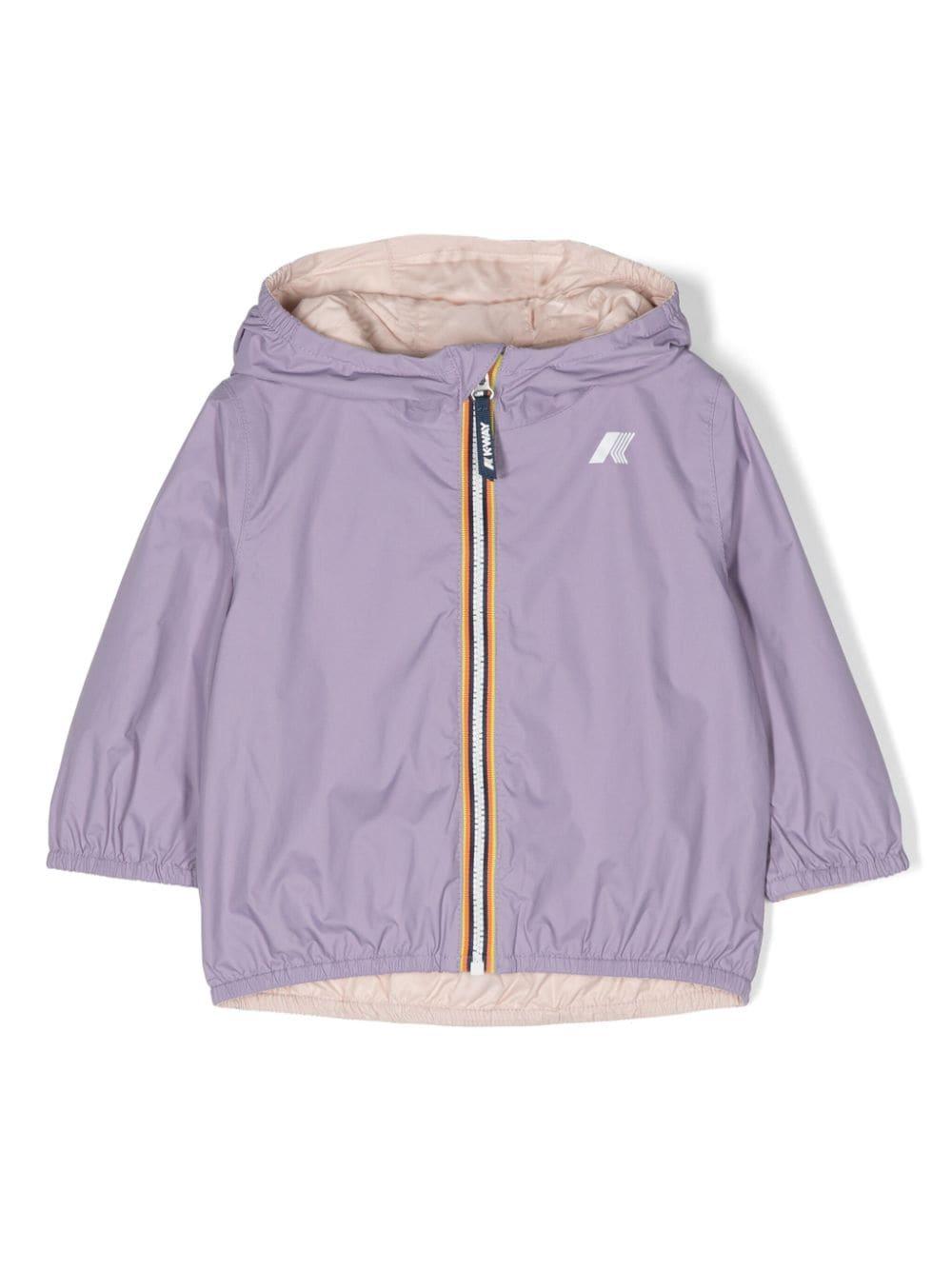 Giubbotto viola e rosa per neonata con logo