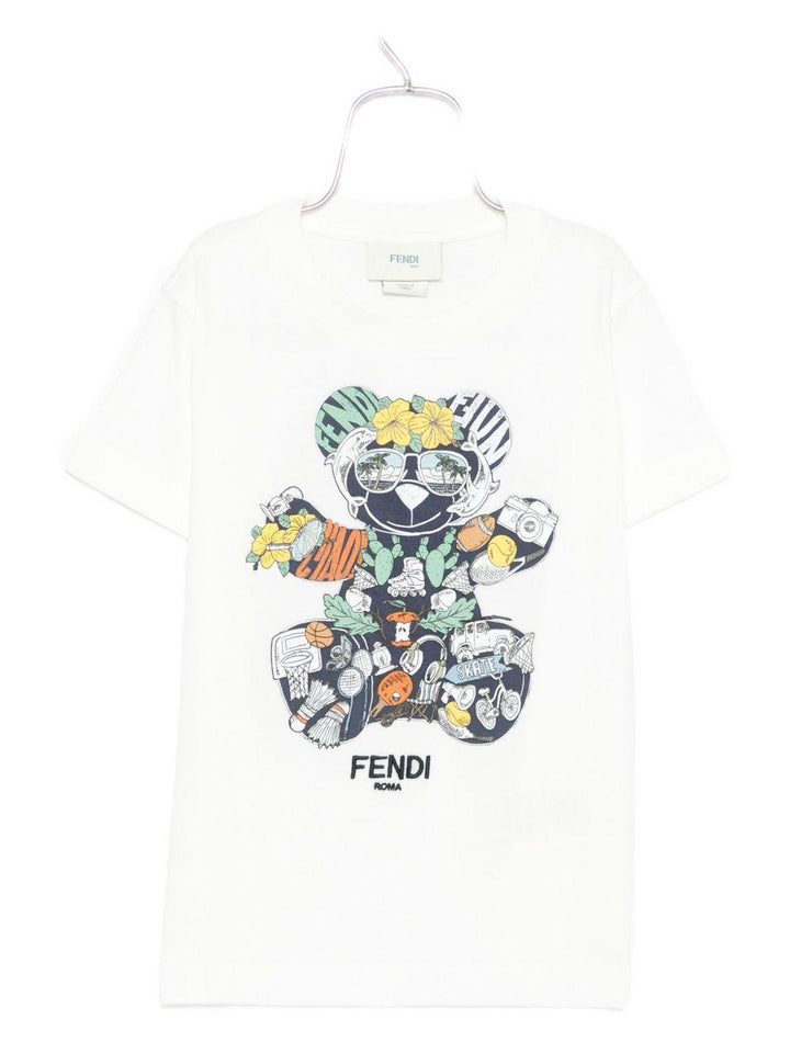 T-shirt bianco per bambino JMI4887AJ F0TU9 Fendi Kids 