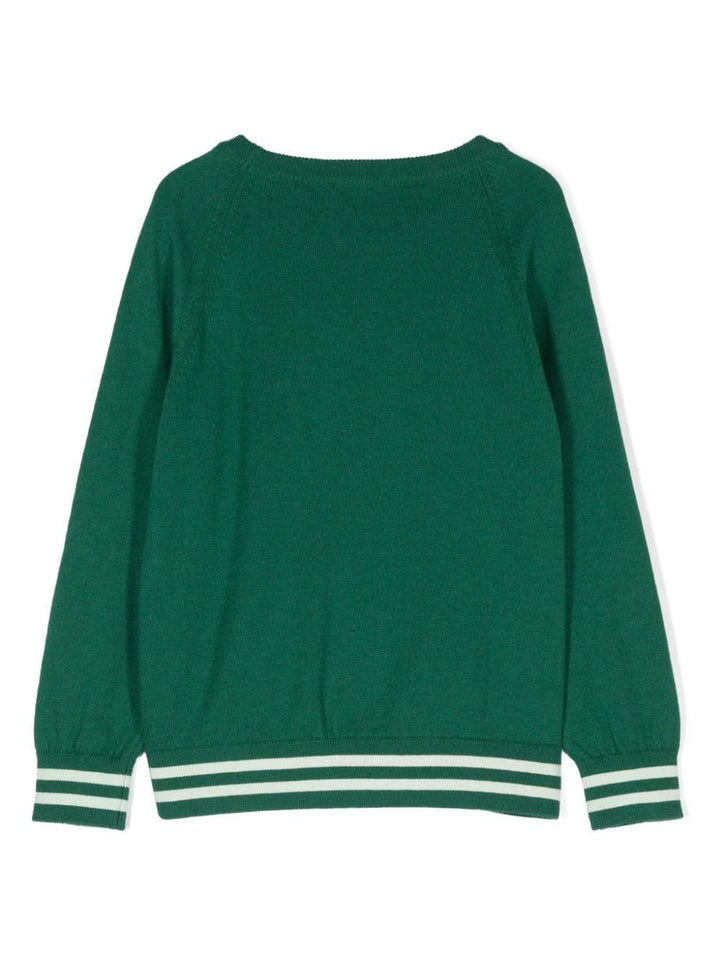 Green sweater for boys with logo