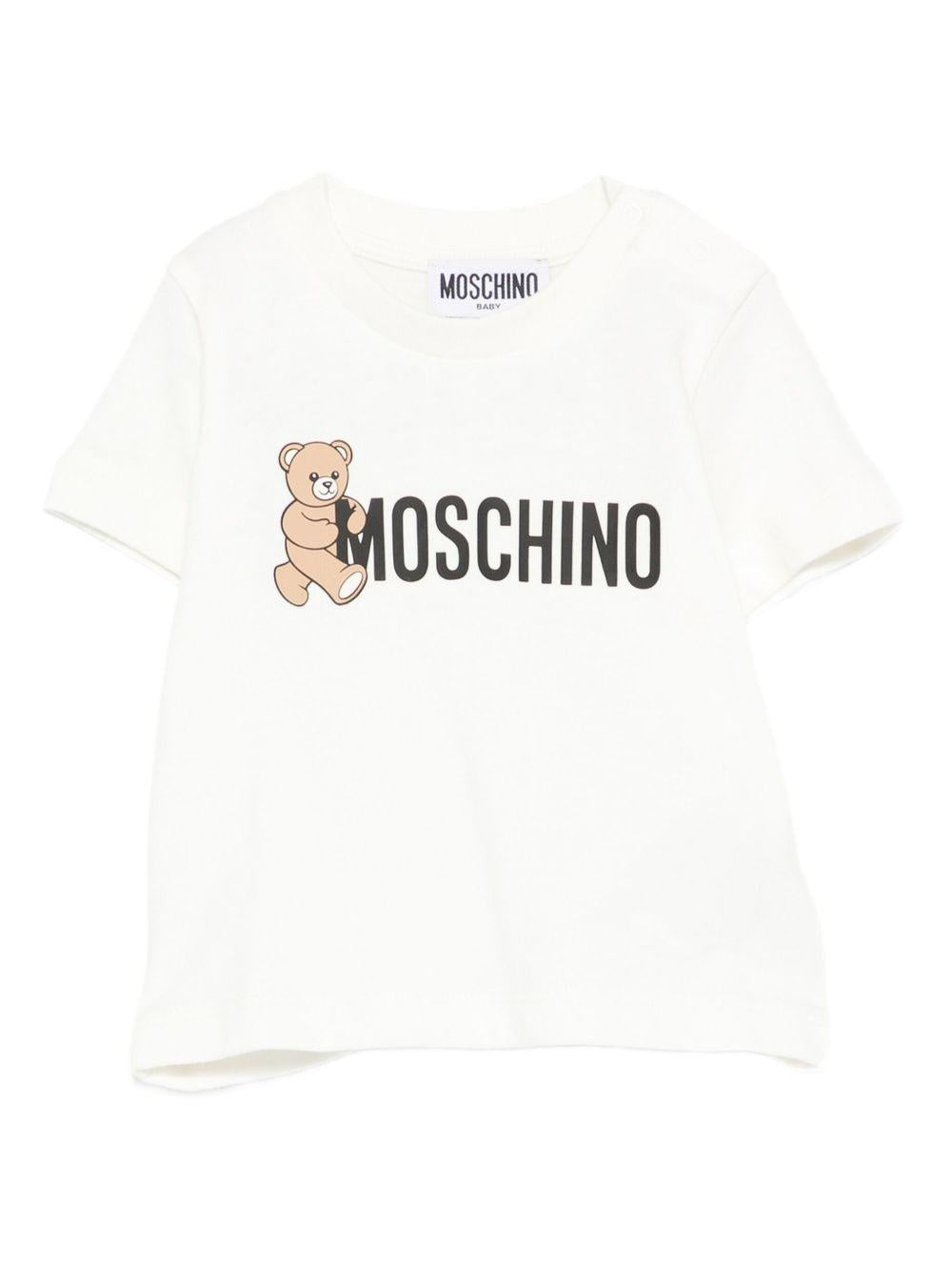 T-shirt bianco per neonato MRM047LAA34 10063 Moschino Kids 