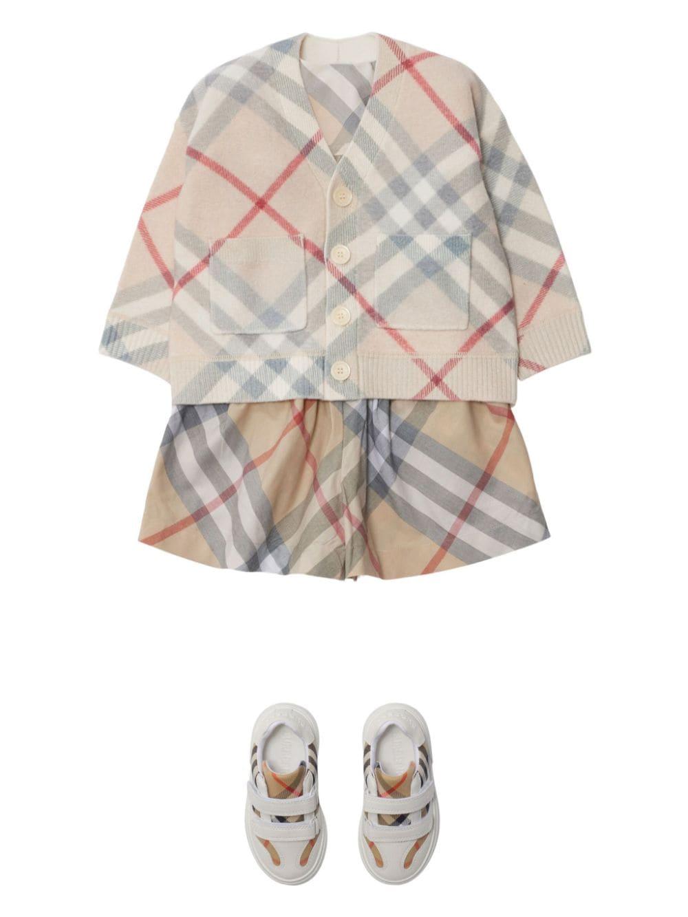 Cardigan per neonata in lana beige chiaro 8093117 A2205 Burberry Kids 
