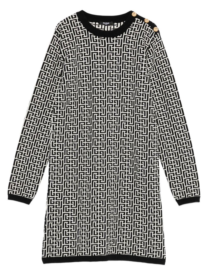 Abito monogramma avorio/nero per bambina