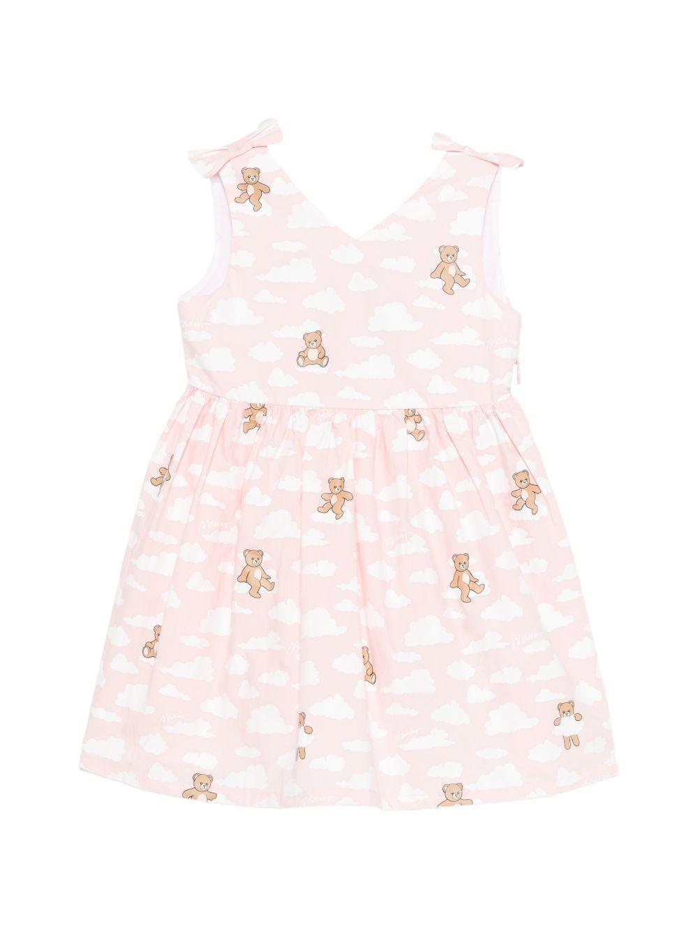 Abito bianco/rosa per neonata MDV0DNLLB61 83696 Moschino Kids 