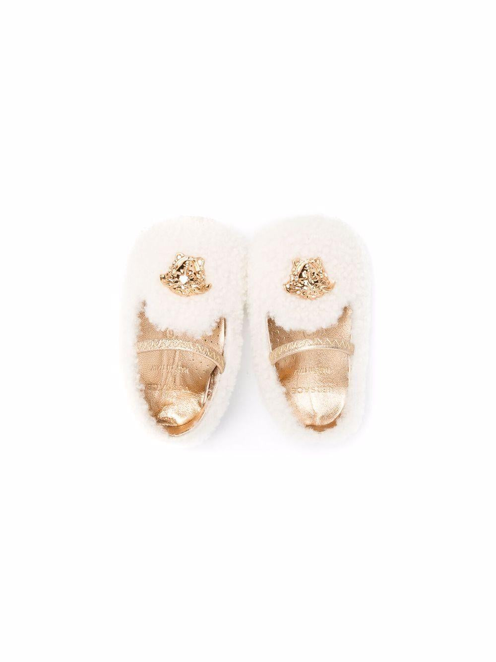 Pantofole bianche per neonata con logo
